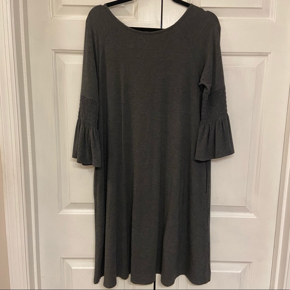 Agnes Dora Heather Gray Dress Bell sleeve small